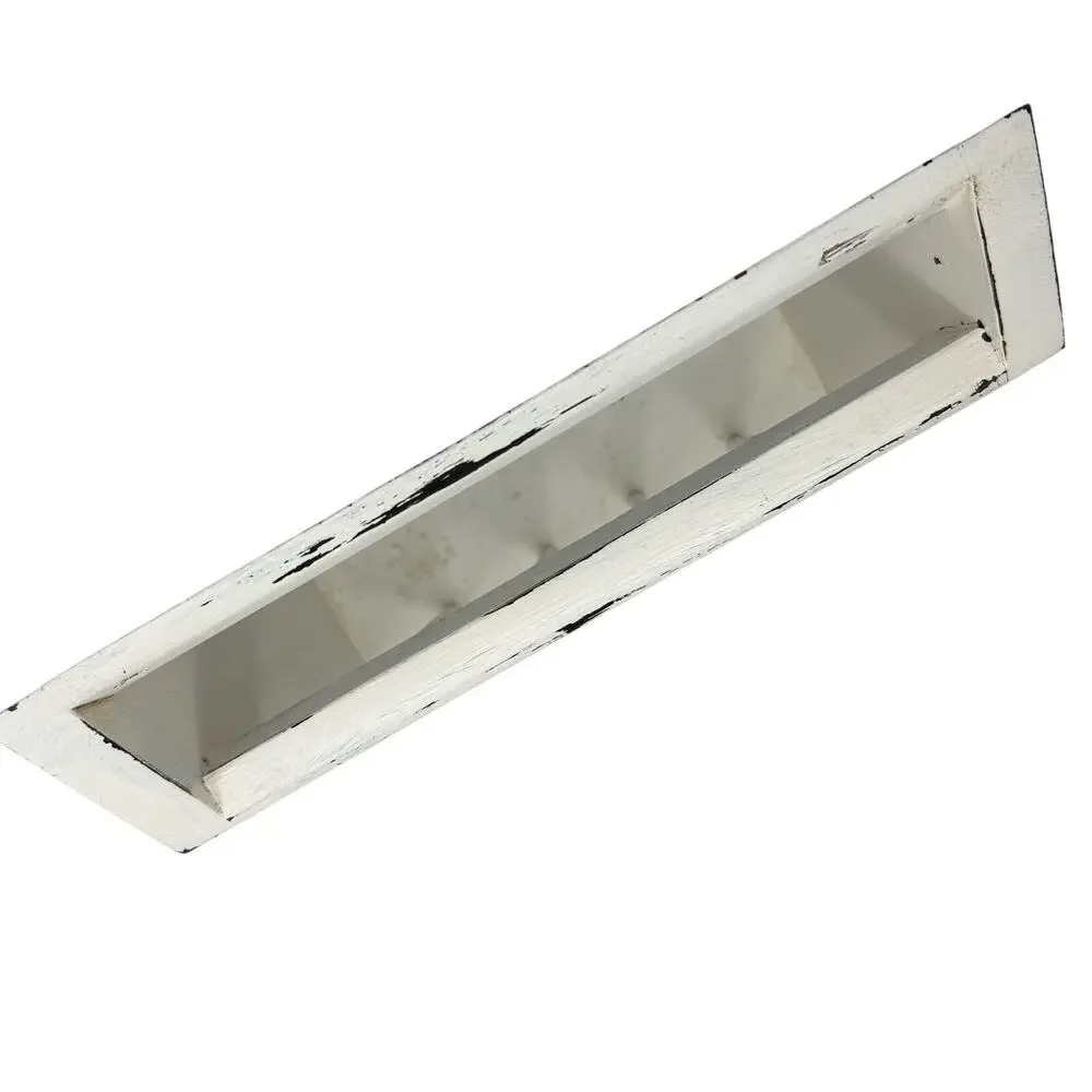 White Wood Slatted Wall Shelf Hanging Magazine Holder Rustic Farmhouse 13x12.5x3
